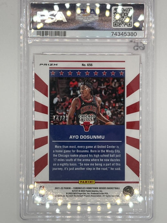 2021-22 Chronicles Ayo Dosunmu 75th Anniversary Hometown Heroes Rookie # 656 PSA 10 - Serialized 74/75