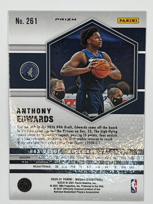 2020-21 Mosaic Anthony Edwards # 261, Blue Reactive Prizm Rookie Card