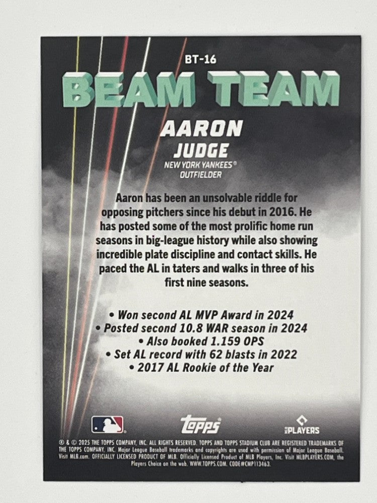 2025 Topps Stadium Club Aaron Judge Beam Team # BT-16