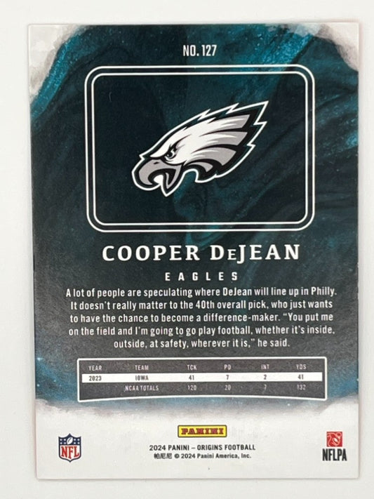 2024 Origins Cooper DeJean Orange Prizm # 127, Rookie Card Serialized 14/125