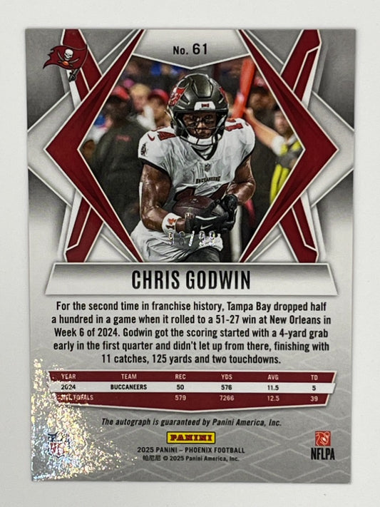 2025 Phoenix Chris Godwin Red Autograph # 61 - Serialized 96/99