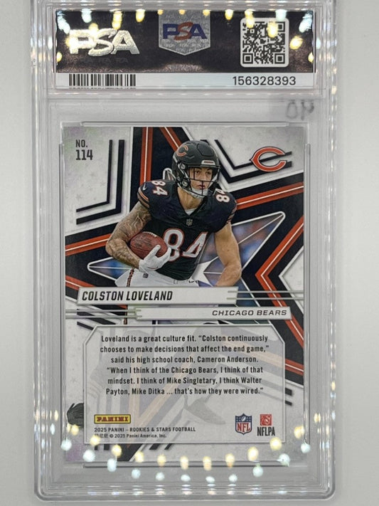 2025 Rookies and Stars Colston Loveland Ice FOTL Prizm # 114 PSA 9 - Serialized 8/22