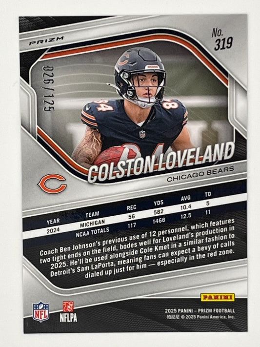 2025 Prizm Colston Loveland Purple Prizm Rookie # 319 - Serialized 26/125
