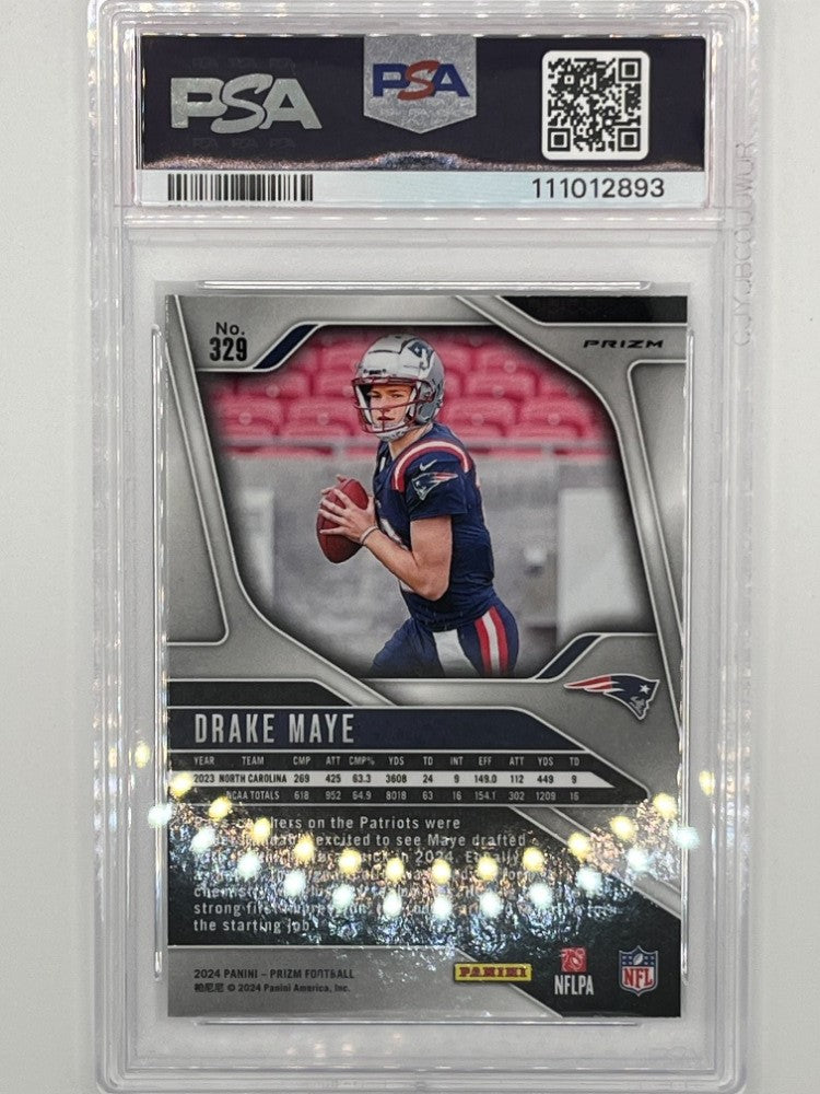 2024 Prizm Drake Maye Silver Prizm # 329 PSA 9 Rookie Card