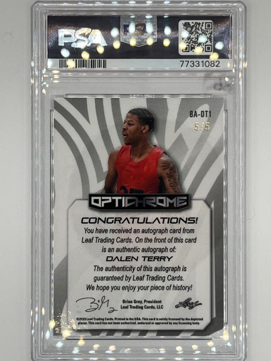 2022 Leaf Optichrome Dalen Terry Black Mojo Autographed Prospect # BA-DT1 PSA 10 - Serialized 5/5