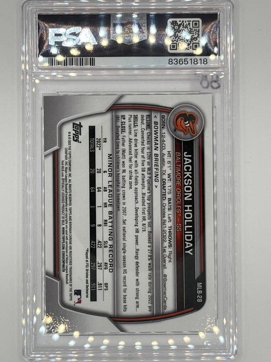 2023 Bowman Chrome The National Jackson Holiday Sparkle # 28 Prospect PSA 9 - Serialized 57/99