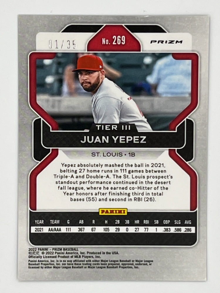 2022 Prizm Juan Yepez Blue Scope Prizm # 269, Serialized 1/35
