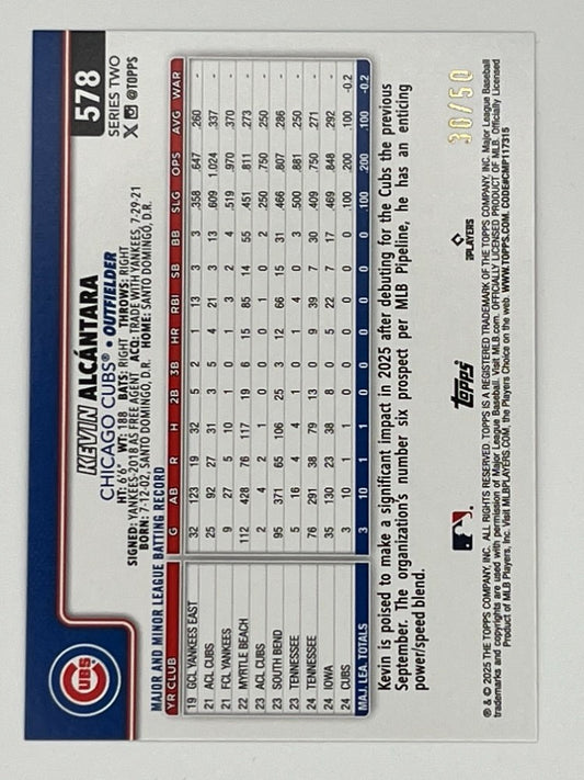 2025 Topps Kevin Alcantara # 578 Rookie Card, Serialized 30/50