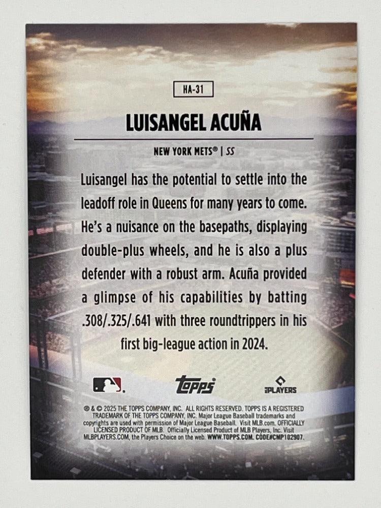 2025 Topps Luisangel Acuna Home Field Advantage # HA-31 Rookie Card