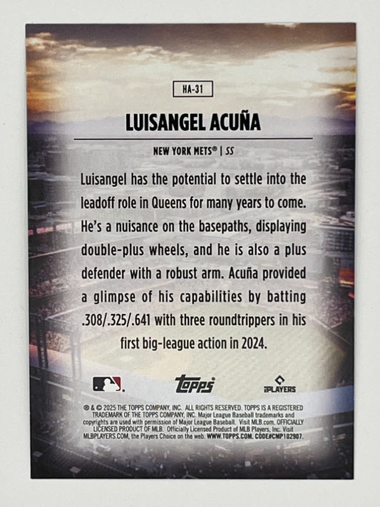 2025 Topps Luisangel Acuna Home Field Advantage # HA-31 Rookie Card