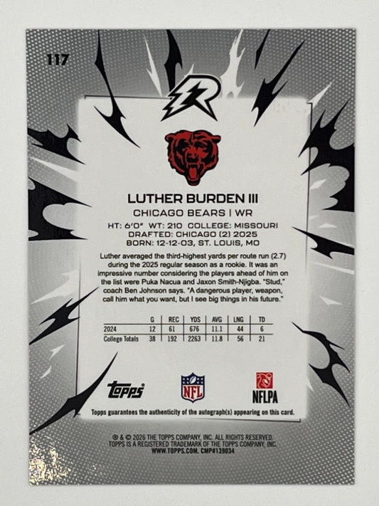 2025 Topps Resurgence Luther Burden III Rookie Fuchsia Autographed # 117 - Serialized 282/299
