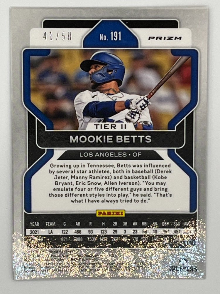2022 Prizm Mookie Betts Snakeskin Prizm # 191, Serialized 41/50 Tier II