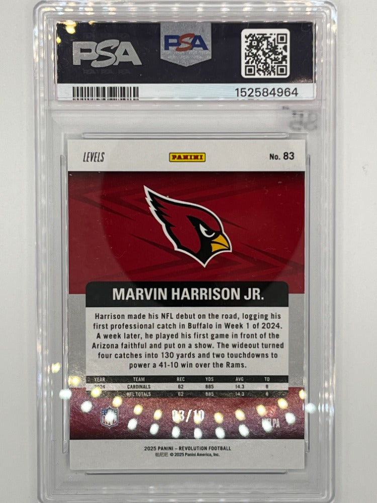 2025 Revolution Marvin Harrison Jr. Gold Levels # 83 PSA 10 - Serialized 3/10