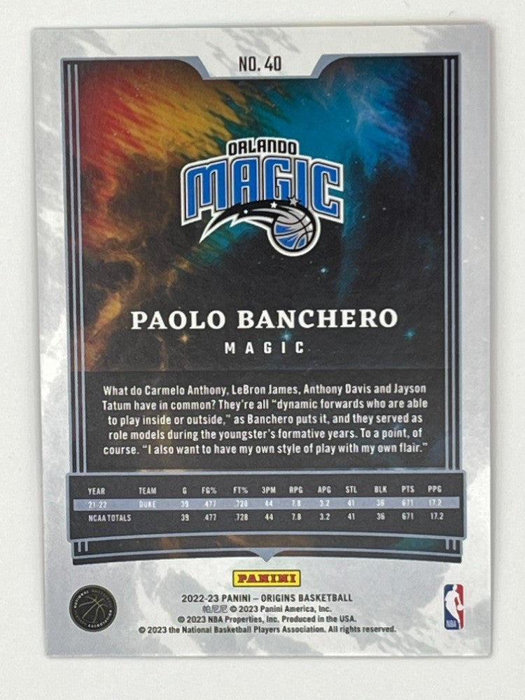 2022-23 Origins Paolo Banchero # 40, Rookie Pink 55 Pt. Serialized 46/60