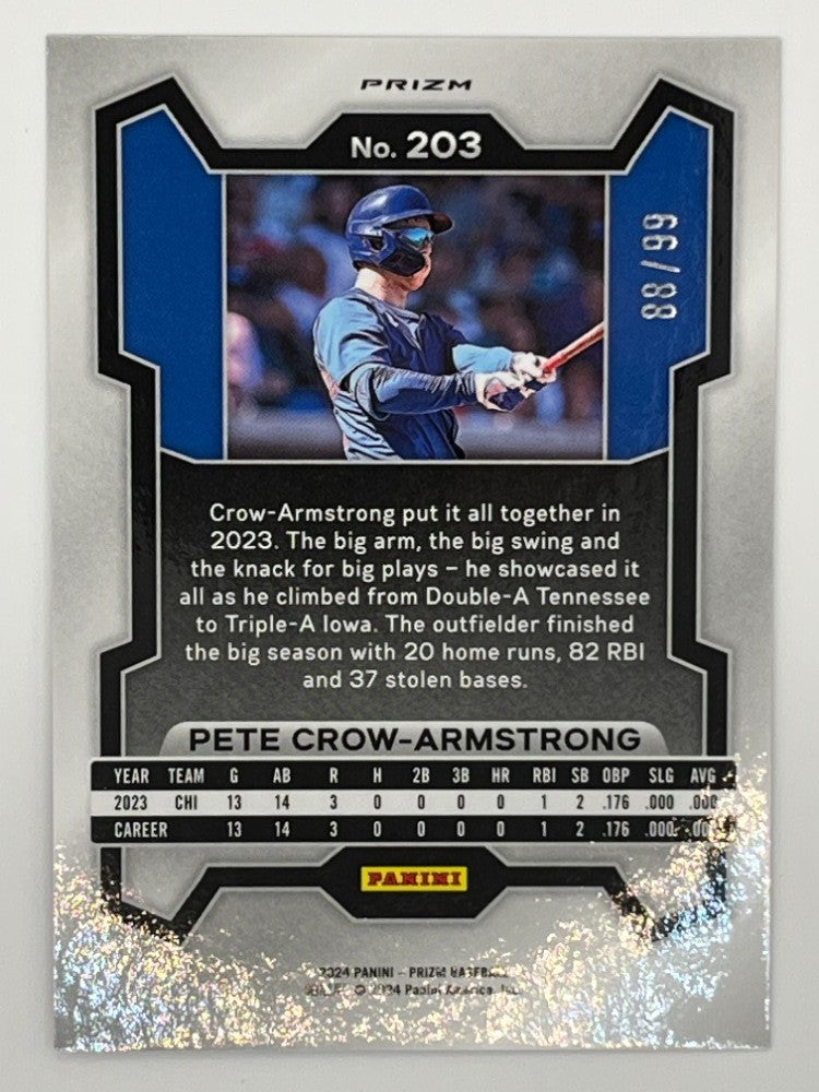 2024 Prizm Pete Crow-Armstrong Purple Prizm # 203, Serialized 88/99