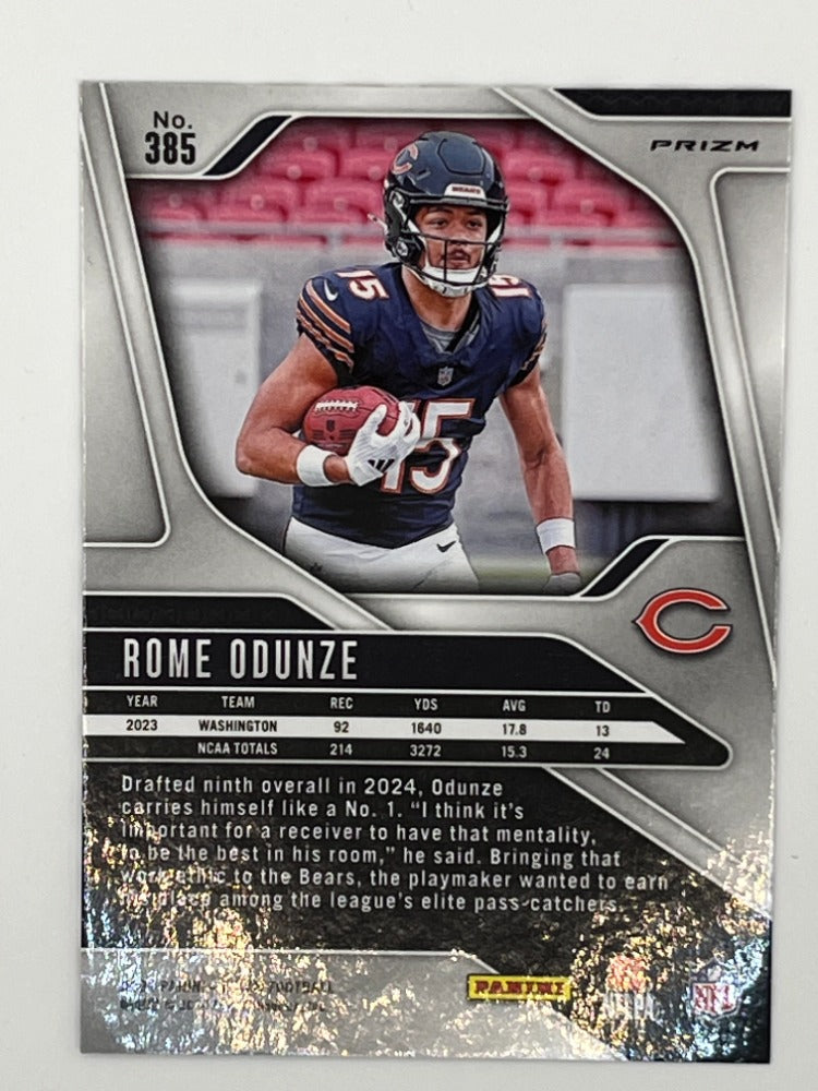 2024 Prizm Rome Odunze # 385, Black & White Checkered Prizm, Rookie Card
