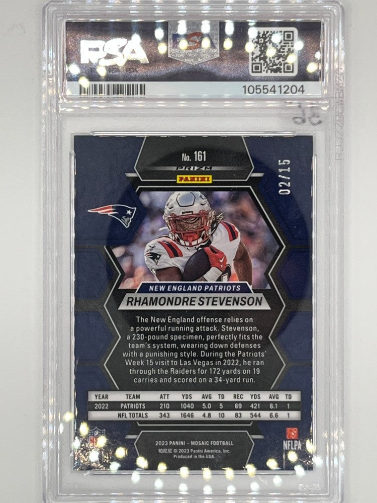 2023 Mosaic Rhamondre Stevenson Tessellation # 161 PSA 8 - Serialized 2/15