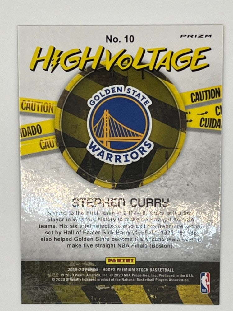2019-20 Hoops Premium Stephen Curry High Voltage # 10 Prizm