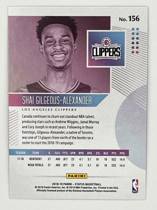 2018-19 Status Shai Gilgeous-Alexander Purple Rookie # 156