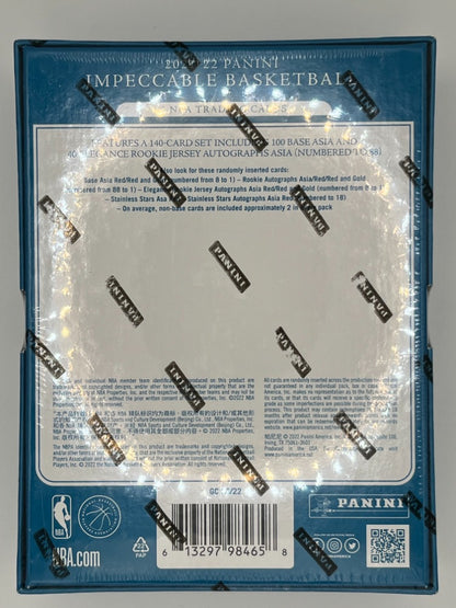 2021 Impeccable Basketball Asia Hobby Box - 5 Cards