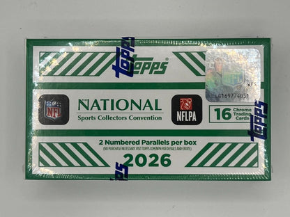 2026 Topps Chrome The National Sports Collectors Convention Football Hobby Box - 16 Cards