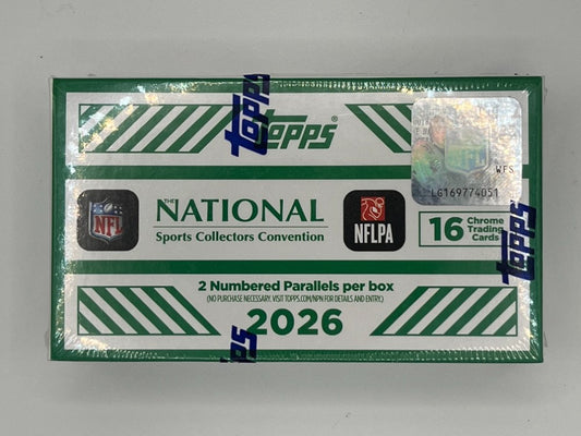 2026 Topps Chrome The National Sports Collectors Convention Football Hobby Box - 16 Cards