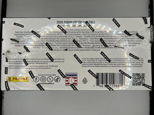 2026 Prizm Baseball Hobby Box - 144 Cards