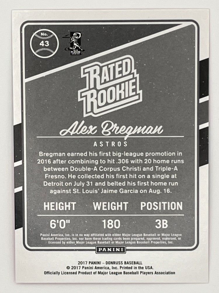 2017 Donruss Alex Bregman Pink Rated Rookie # 43, Rookie Serialized 25/25