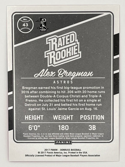 2017 Donruss Alex Bregman Pink Rated Rookie # 43, Rookie Serialized 25/25