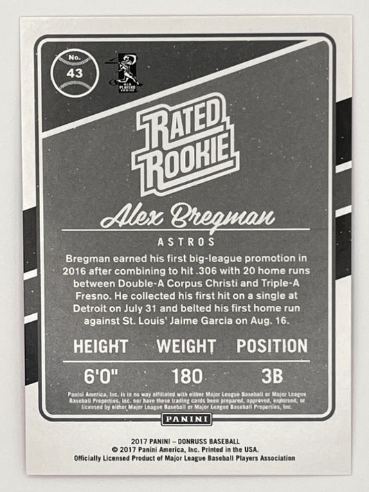2017 Donruss Alex Bregman Pink Rated Rookie # 43, Rookie Serialized 25/25