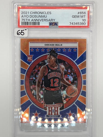 2021-22 Chronicles Ayo Dosunmu 75th Anniversary Hometown Heroes Rookie # 656 PSA 10 - Serialized 74/75