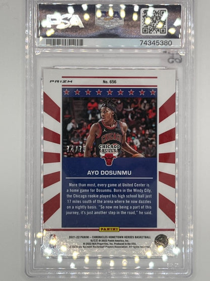 2021-22 Chronicles Ayo Dosunmu 75th Anniversary Hometown Heroes Rookie # 656 PSA 10 - Serialized 74/75