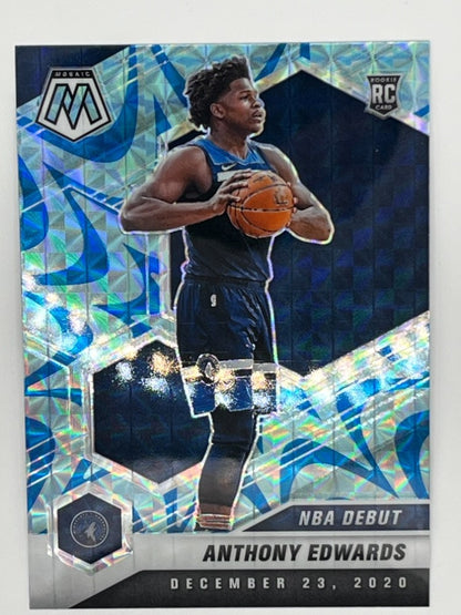 2020-21 Mosaic Anthony Edwards # 261, Blue Reactive Prizm Rookie Card