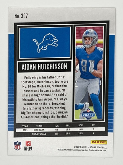 2022 Score Aidan Hutchinson Green End Zone # 307 - Serialized 5/6