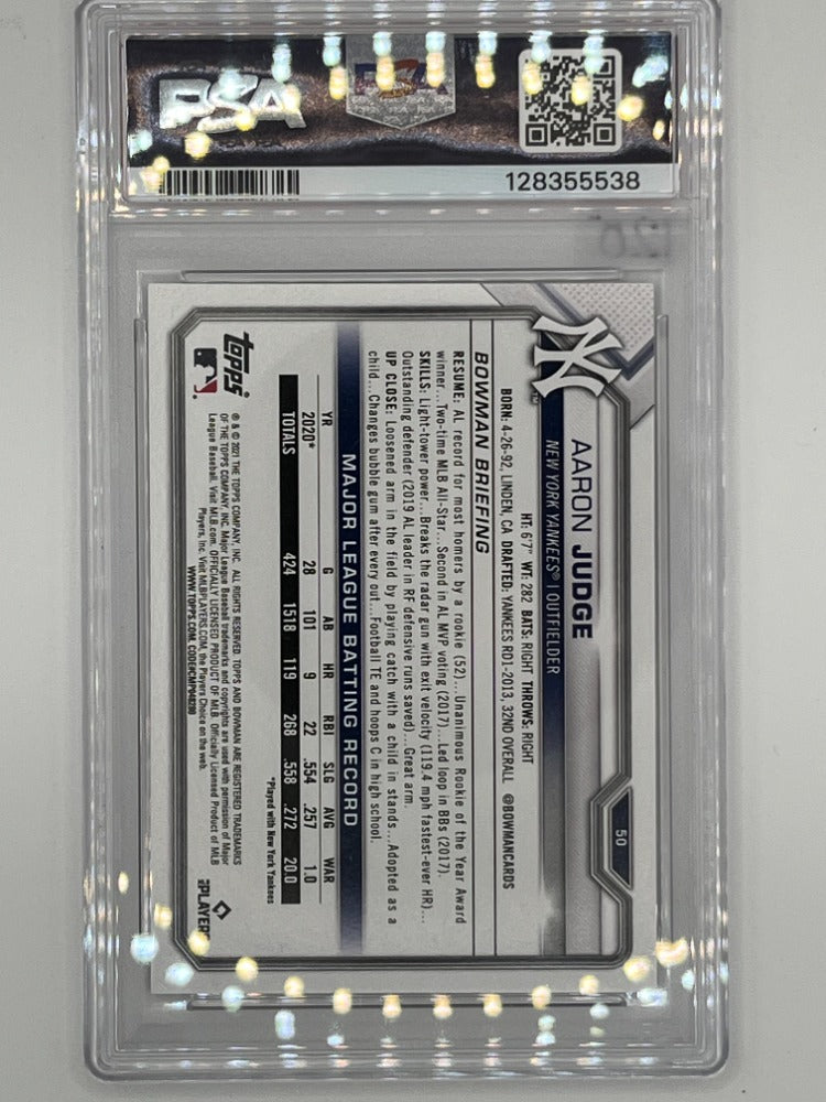 2021 Bowman The National Aaron Judge Wrapper RDM-Gold # 50 PSA 7 - Serialized 44/50