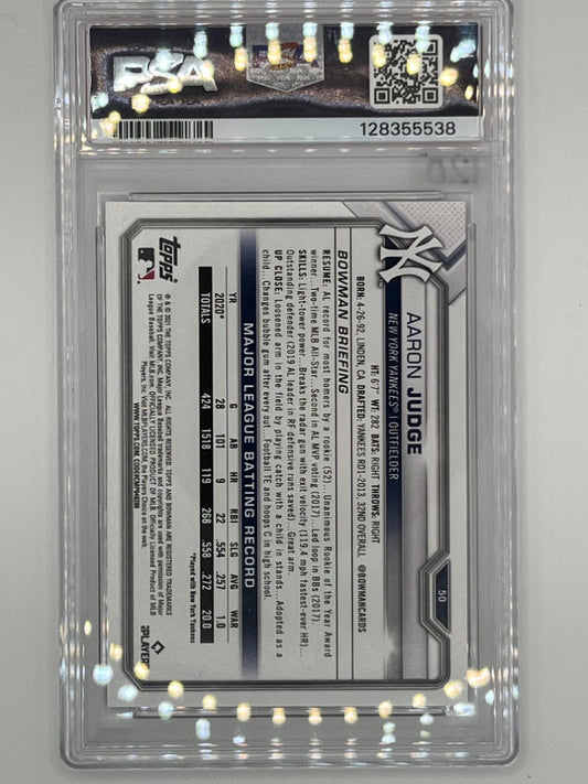 2021 Bowman The National Aaron Judge Wrapper RDM-Gold # 50 PSA 7 - Serialized 44/50