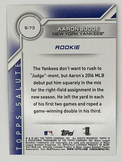 2017 Topps Aaron Judge Topps Salute # S-73, Rookie Card
