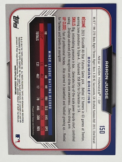 2015 Bowman Aaron Judge # 150, Prospect Card