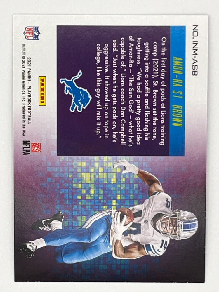 2021 Playbook Amon-Ra St. Brown In Motion Dazzle # INM-ASB, Rookie Card