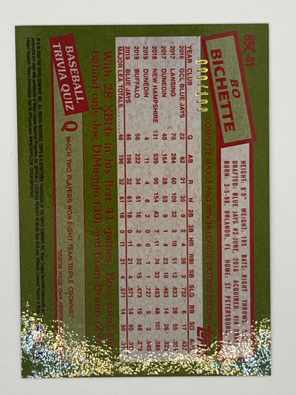 2020 Topps Bo Bichette Silver Pack Rookie # 85C-41, Serialized 80/199