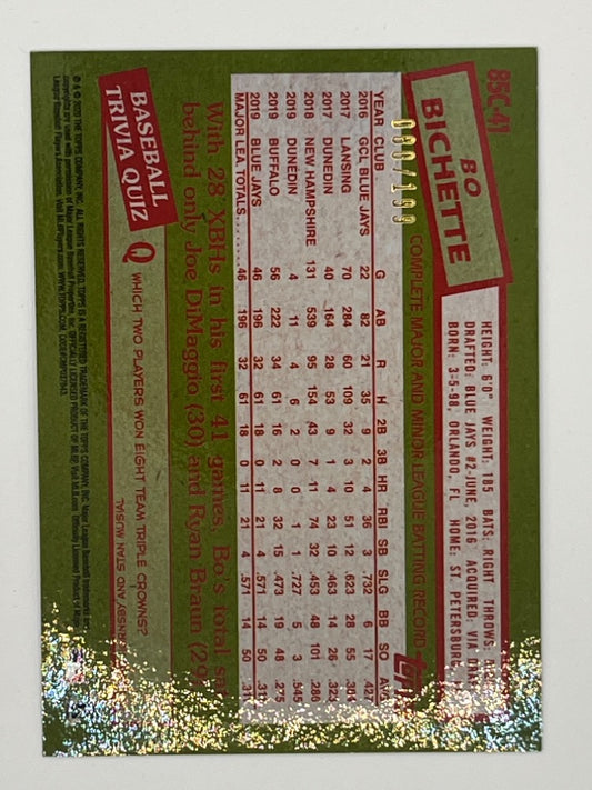 2020 Topps Bo Bichette Silver Pack Rookie # 85C-41, Serialized 80/199