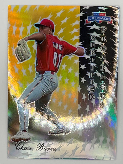 2025 Crusade Chase Burns Gold Certified Prospect # 23, Serialized 7/10