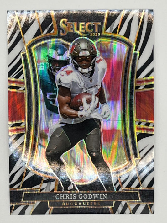 2025 Select Chris Godwin Zebra Print Prizm # 139 Premier Level Card