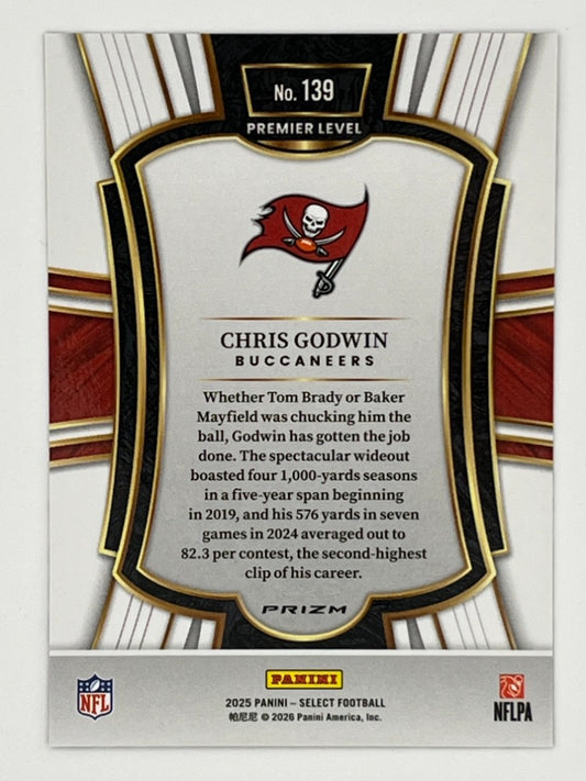 2025 Select Chris Godwin Zebra Print Prizm # 139 Premier Level Card