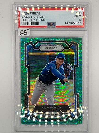 2024 Prizm Cade Horton Green Pulsar # 63 Prospect PSA 9 - Serialized 7/25