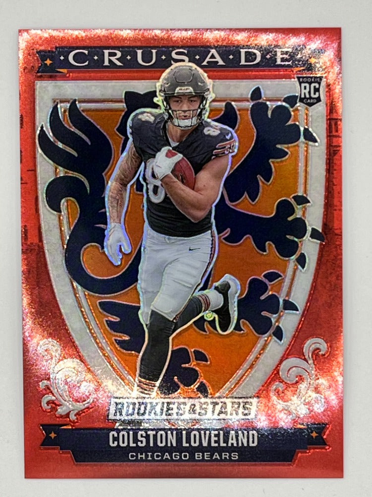 2025 Rookies & Stars Colston Loveland Red Crusade # 15, Rookie Card Serialized 17/99