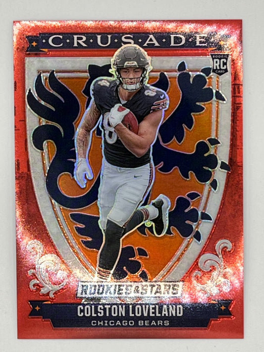 2025 Rookies & Stars Colston Loveland Red Crusade # 15, Rookie Card Serialized 17/99