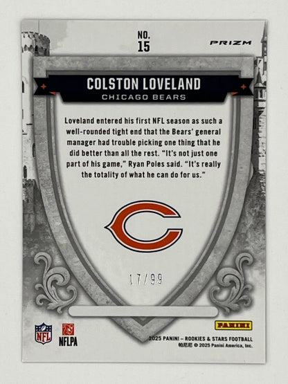 2025 Rookies & Stars Colston Loveland Red Crusade # 15, Rookie Card Serialized 17/99