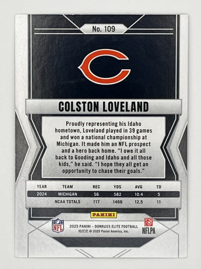 2025 Donruss Elite Colston Loveland Rookie Black # 109 - Serialized 16/25