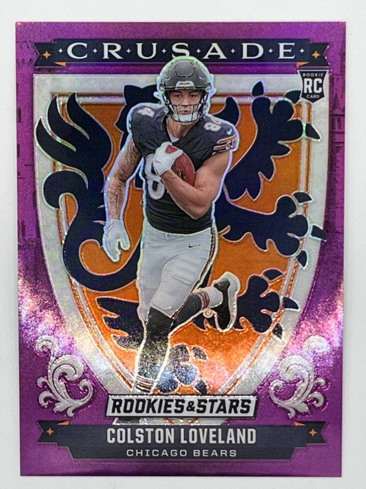 2025 Rookies and Stars Colston Loveland Rookie Purple Crusade Prizm # 15 - Serialized 34/35